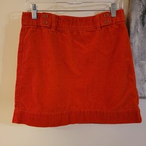 Loft Mini Burnt Orange Corduroy Skirt, Zip Up The Back. 2 Rear Pockets, Size  2